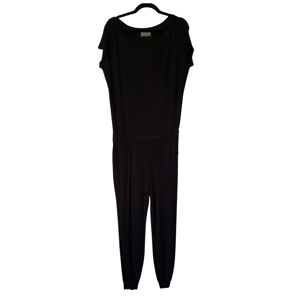 Michael Stars Black Short Sleeve Elastic Waist Tapered Jumpsuit Small